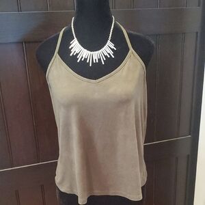 $8 SALE! Forever 21 Khaki Green Faux Suede Halter Top. Size Small